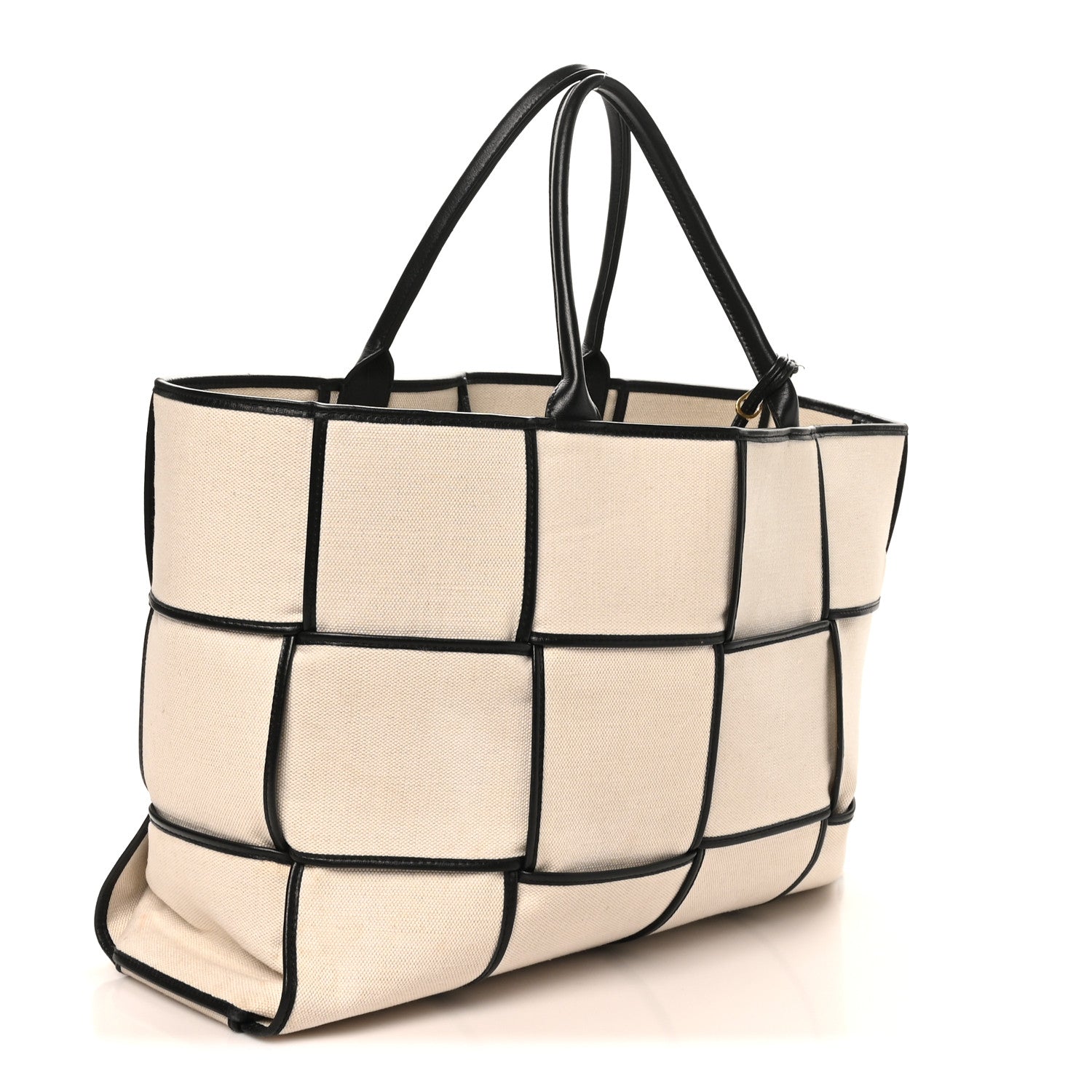 Bottega Veneta Canvas Maxi Intrecciato Large Arco Tote Beige Black 3 of 9