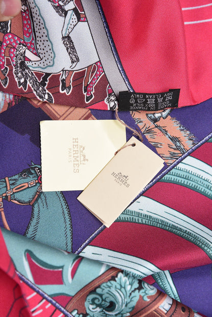 Hermes Silk Carre En Carres Maxi Twilly Rose Indien Bordeaux Vert 4 of 5