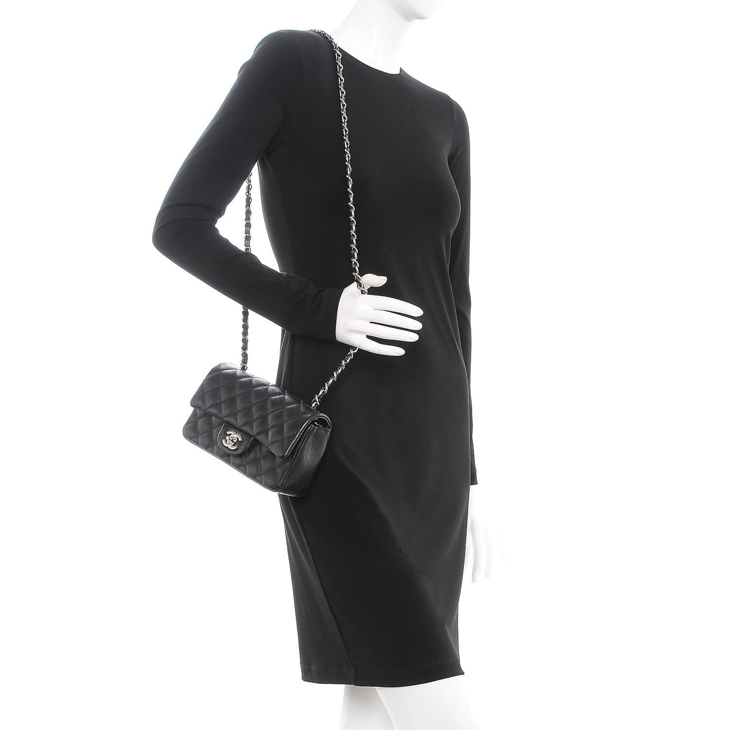 Caviar Quilted Mini Rectangular Flap Black