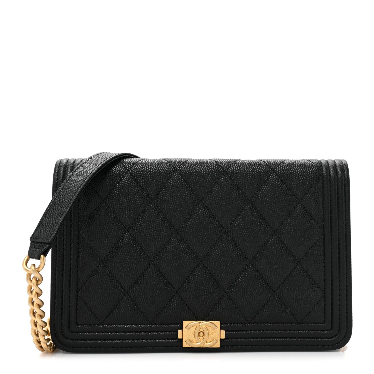 Caviar Quilted Boy Wallet On Chain WOC Black