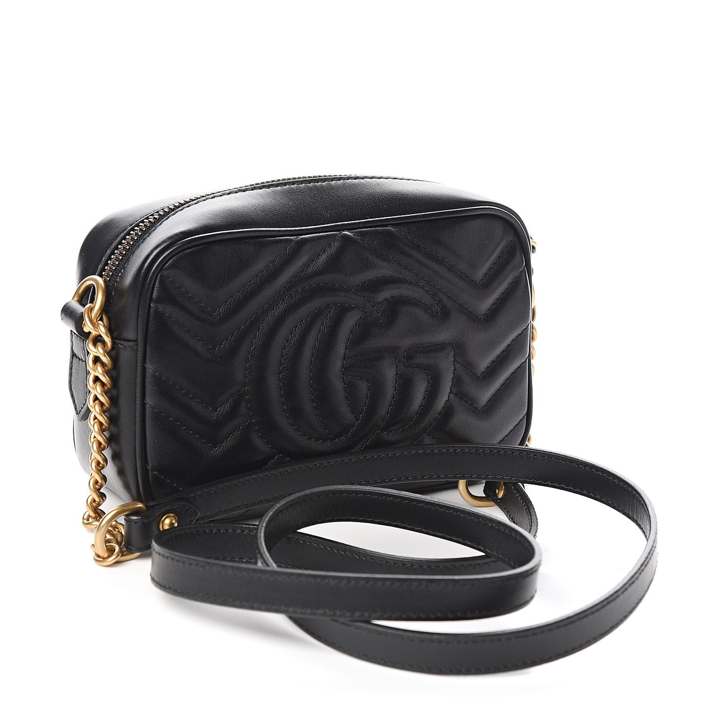 Calfskin Matelasse Mini GG Marmont Chain Shoulder Bag Black
