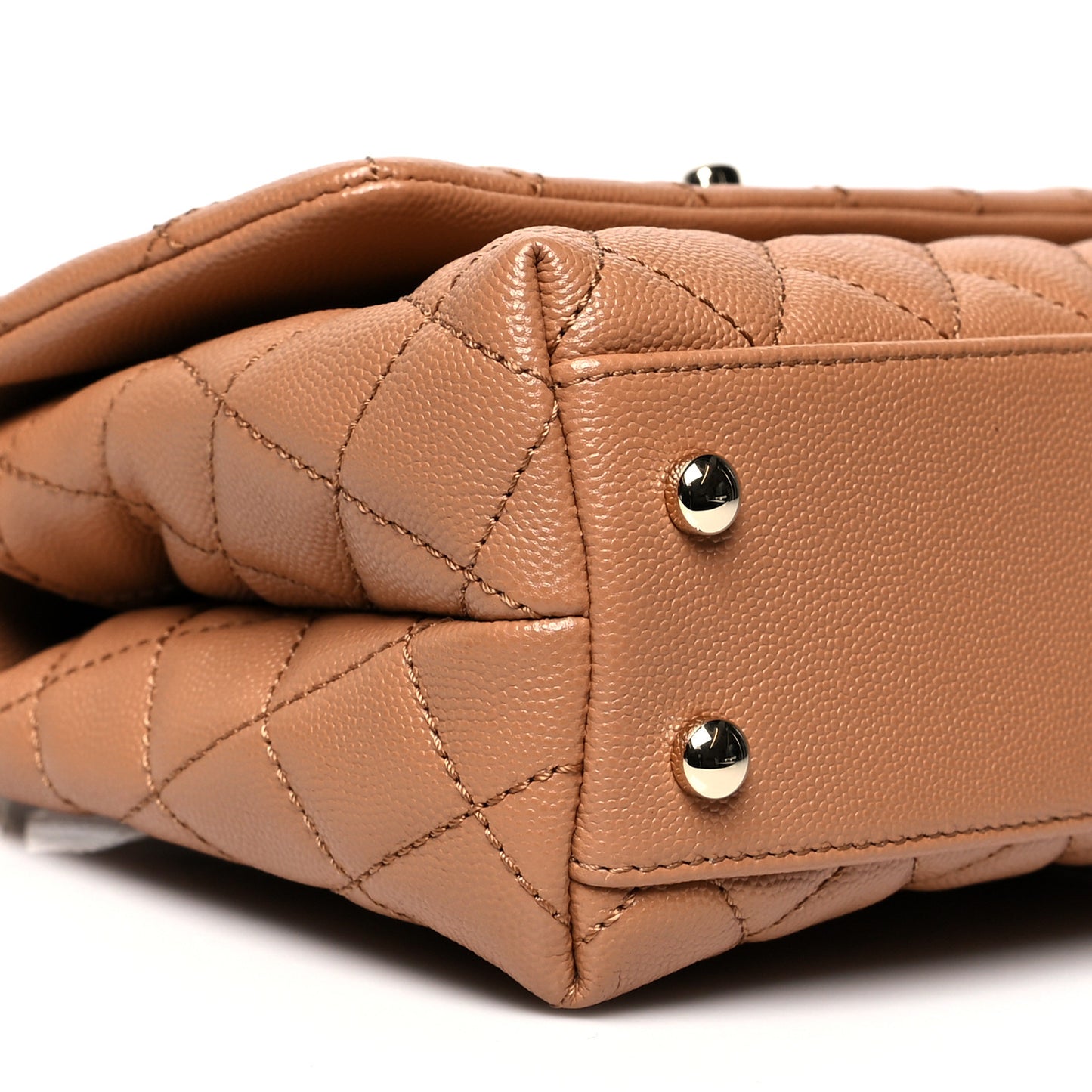Caviar Quilted Mini Coco Handle Flap Brown