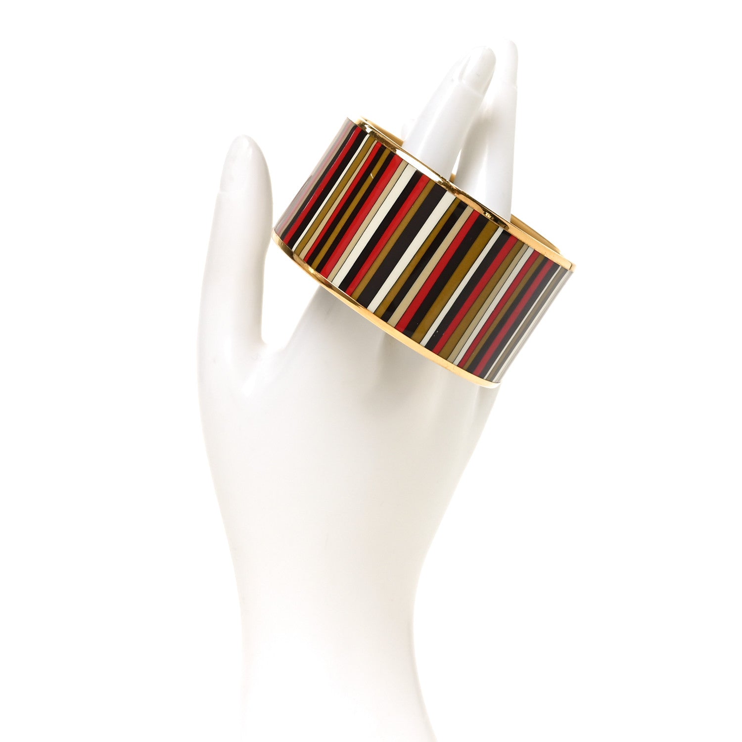 Hermes Enamel Printed Stripes Extra Wide Bracelet 70 2 of 5