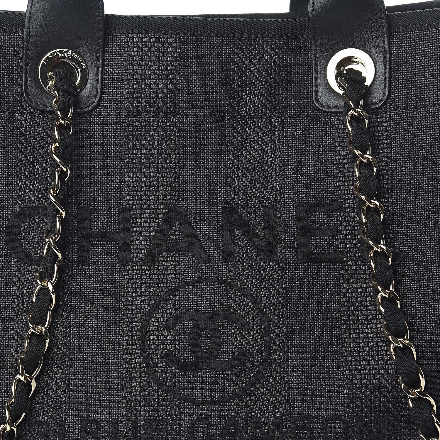 Chanel Woven Straw Raffia Striped Large Deauville Tote Black 8 of 11