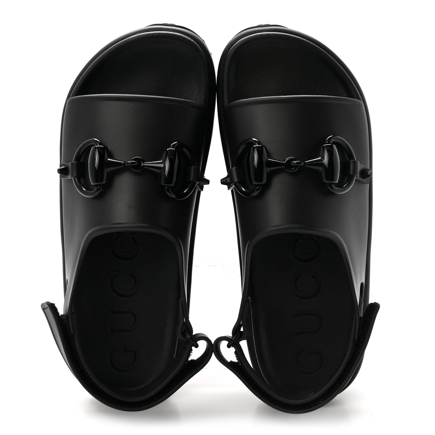 Gucci Soft Rubber Horsebit Touch Womens Strapped Sandals 38 Black 2 of 9