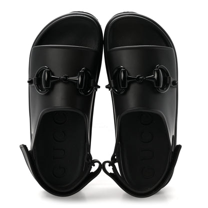 Gucci Soft Rubber Horsebit Touch Womens Strapped Sandals 38 Black 2 of 9