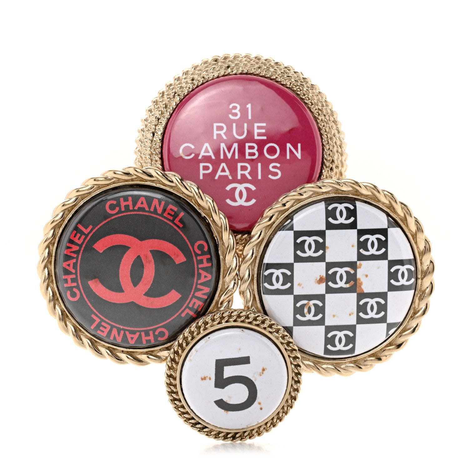 Chanel Logo Button Brooch Gold 1 of 5