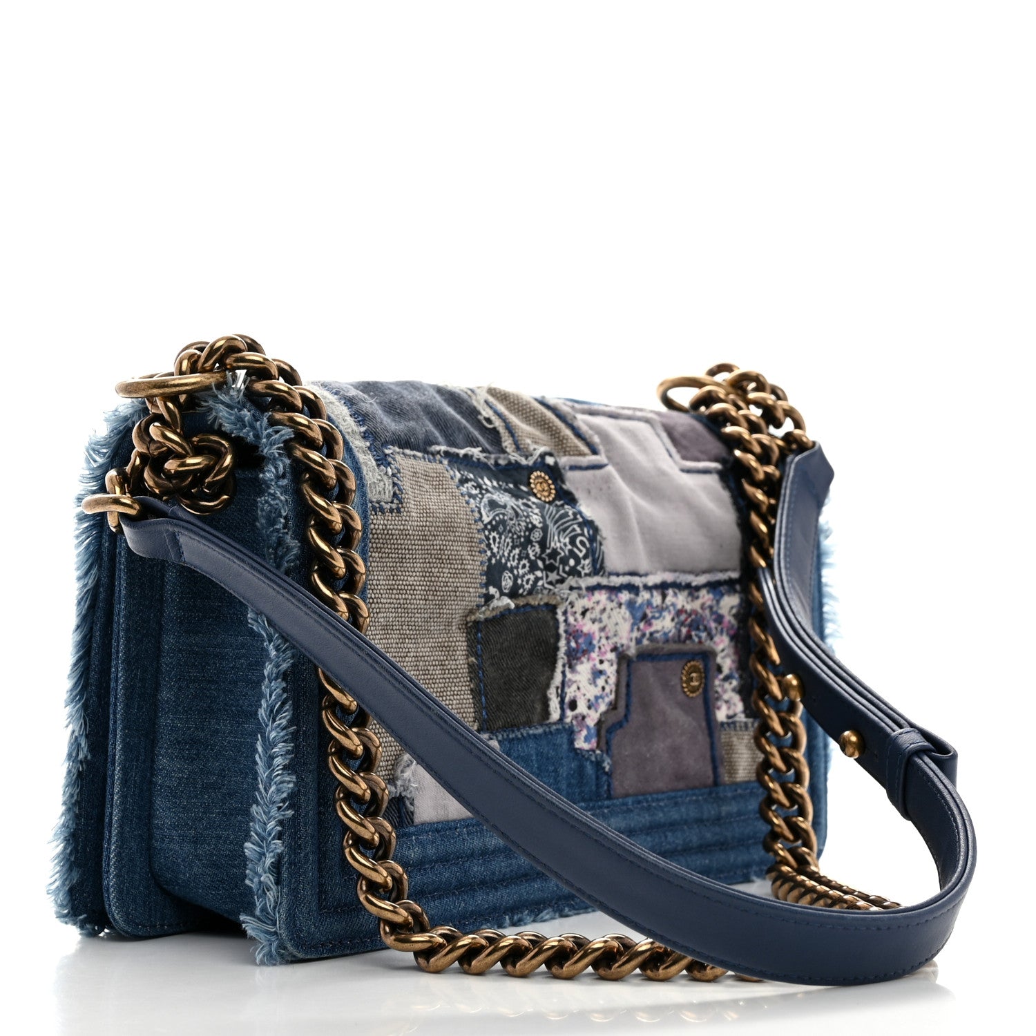 Chanel Denim Patchwork Medium Boy Flap Blue 2 of 10