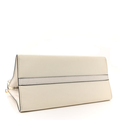 Prada Saffiano City Calfskin Greche Paradigme Bag White Black 4 of 20