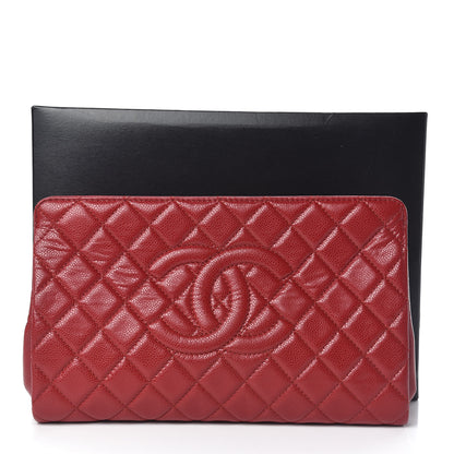 Chanel Caviar Quilted Large CC Clutch Red 10 of 10