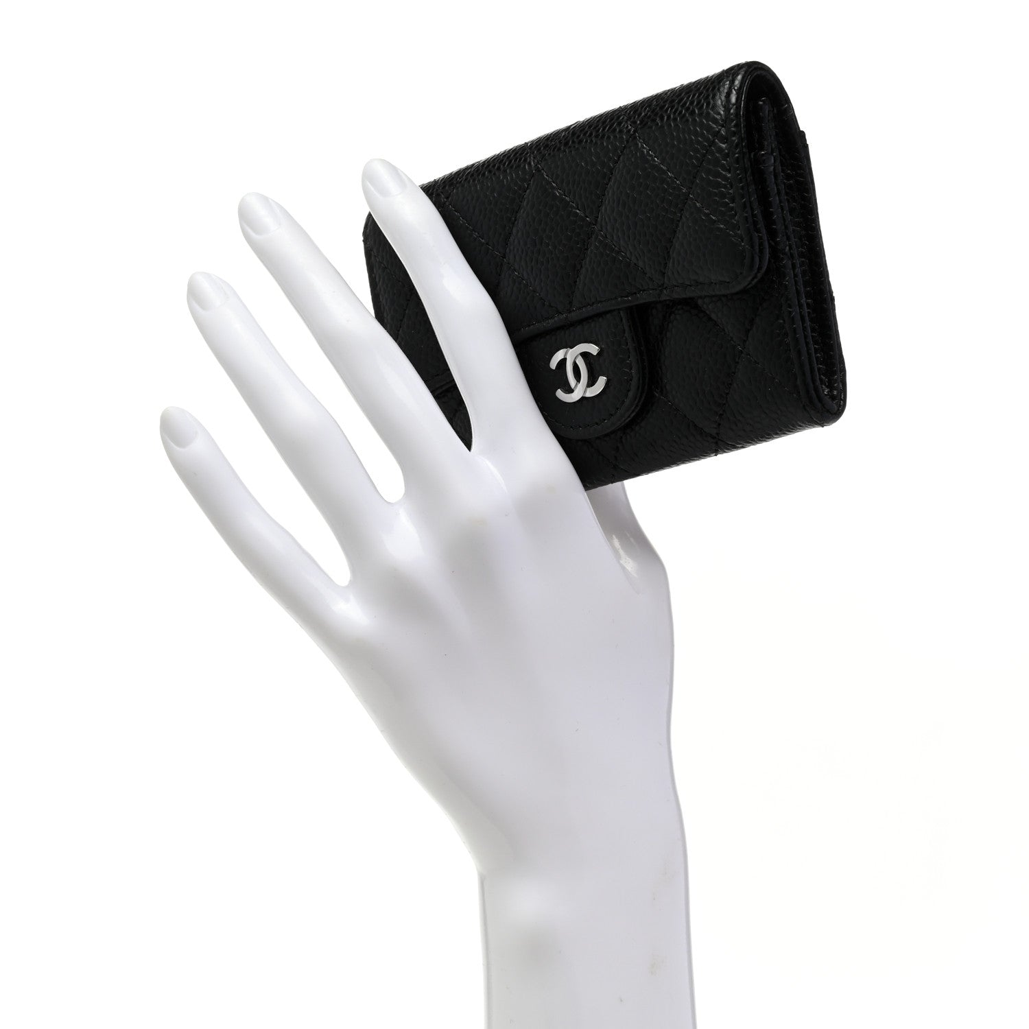 Chanel Caviar Quilted Flap Card Holder Wallet Black 2 of 8