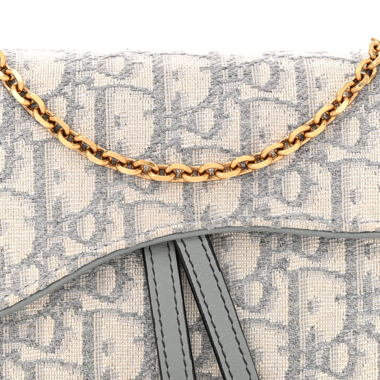 Christian Dior Oblique Saddle Chain Long Wallet Grey 10 of 12