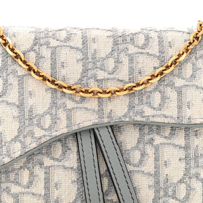 Christian Dior Oblique Saddle Chain Long Wallet Grey 10 of 12