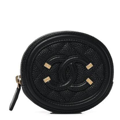 Chanel Caviar Quilted Filigree Zip Around Classic Coin Purse Black 1 of 6