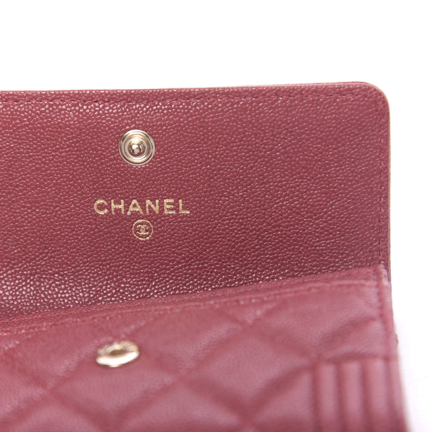 Caviar Quilted Boy Flap Card Holder Wallet Burgundy