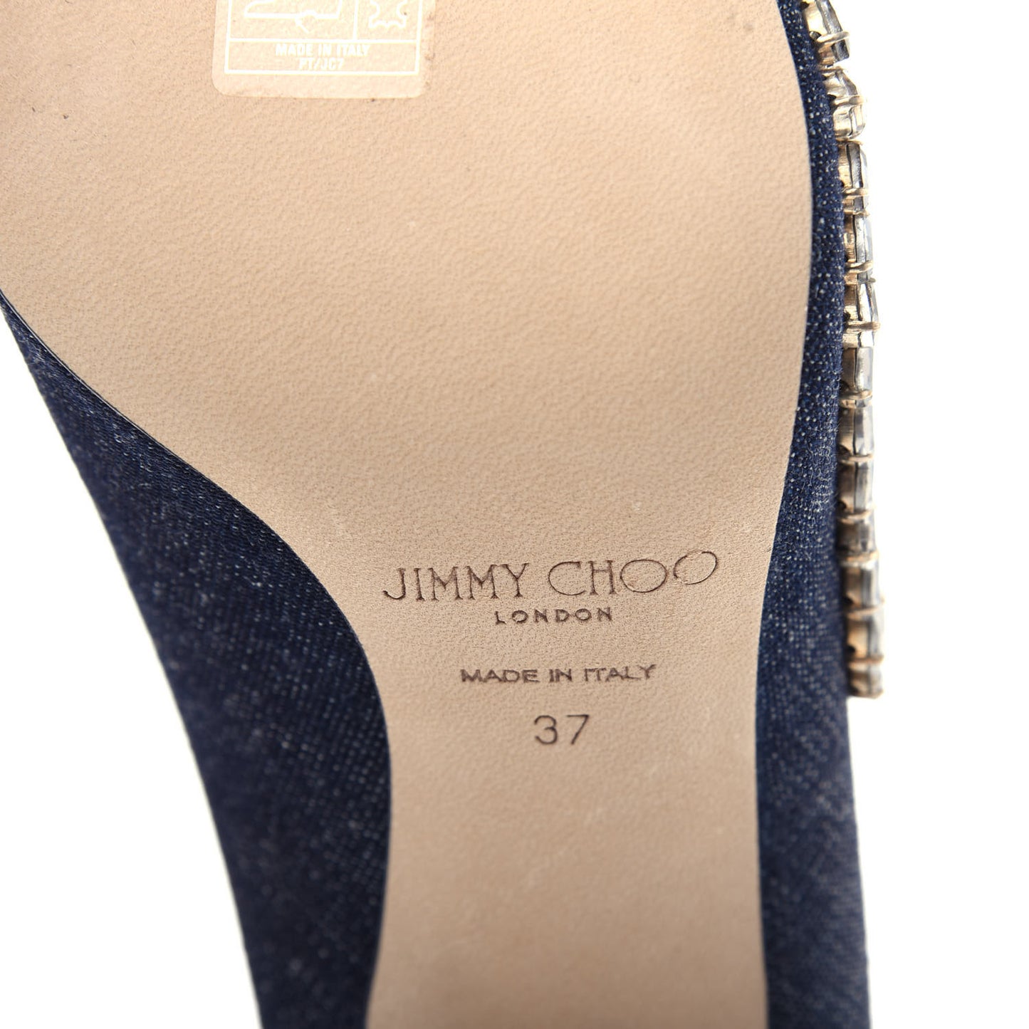 Denim Crystal Embroidery Love 100 Pumps 37 Indigo