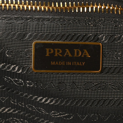 Prada Glossy Calfskin Triangle Large Bonnie Shoulder Bag Dark Brown 6 of 9