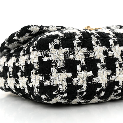 Chanel Tweed Quilted Large Chanel 19 Flap Black Ecru White 9 of 10