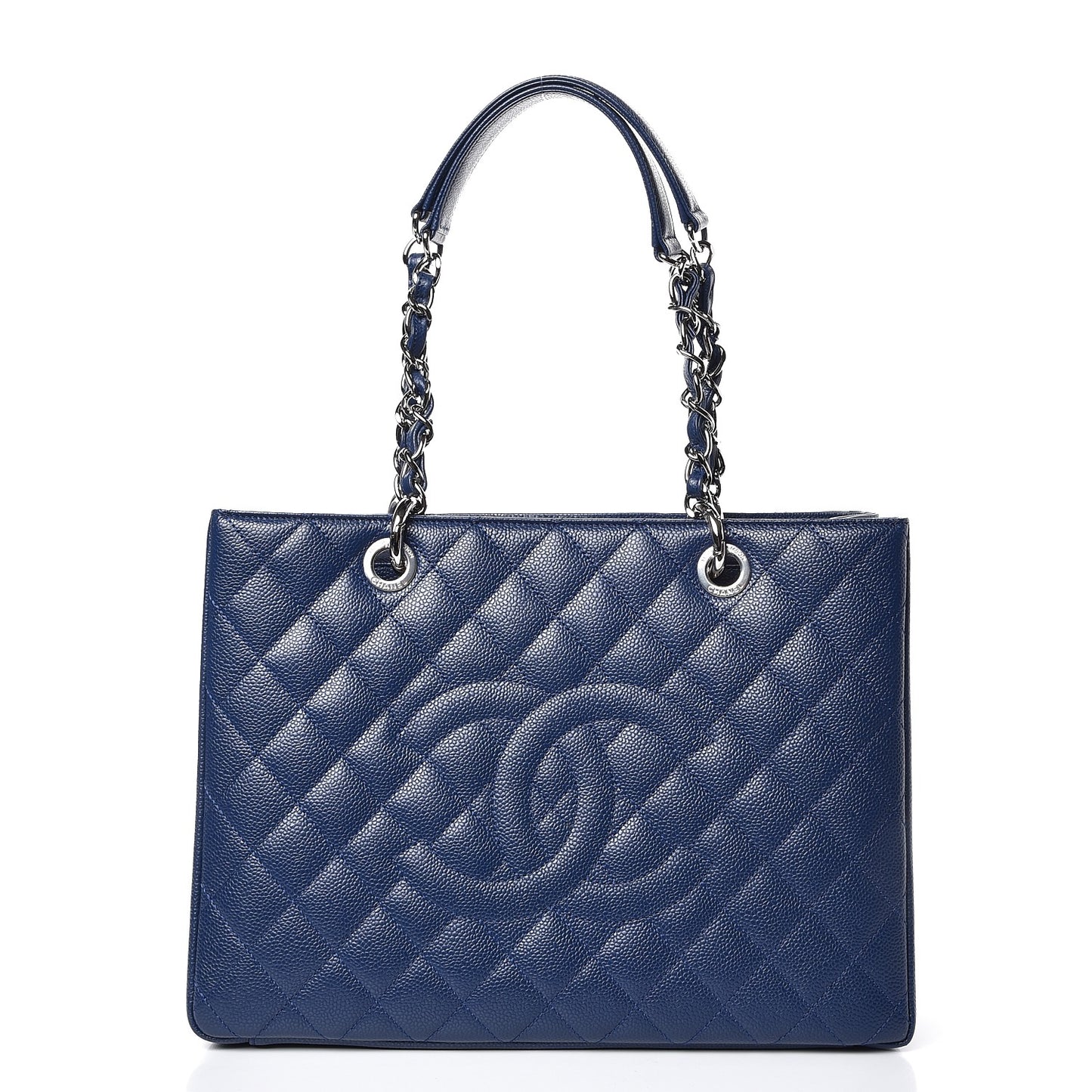 Caviar Quilted Grand Shopping Tote GST Dark Navy Blue