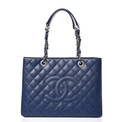 Chanel Caviar Quilted Grand Shopping Tote GST Dark Navy Blue 1 of 8