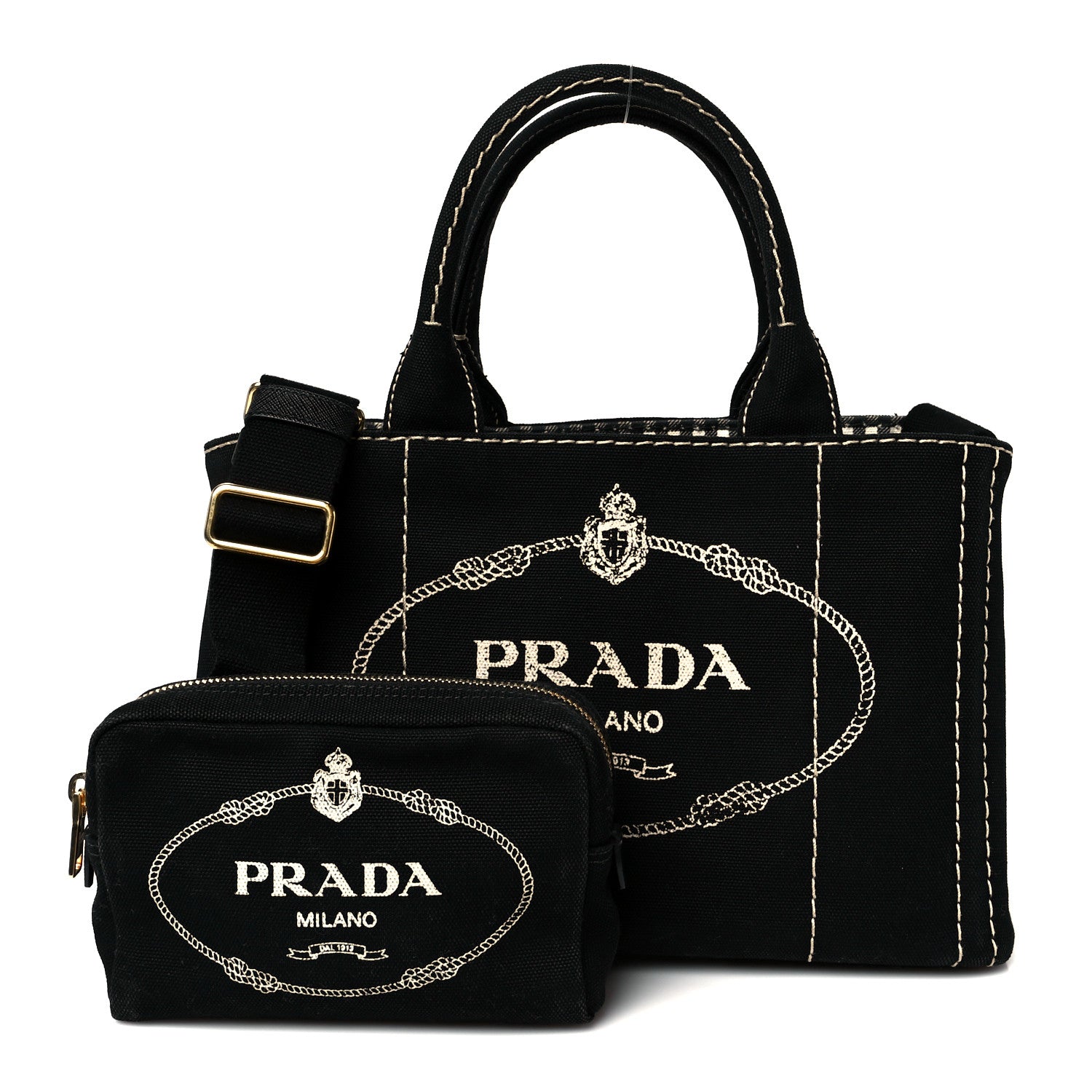 Prada Canapa Small Logo Tote Black Talco 3 of 13