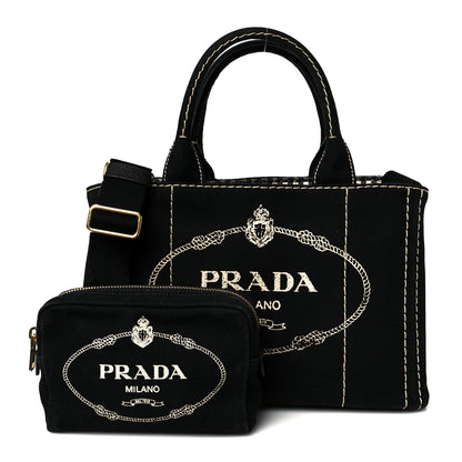 Prada Canapa Small Logo Tote Black Talco 3 of 13