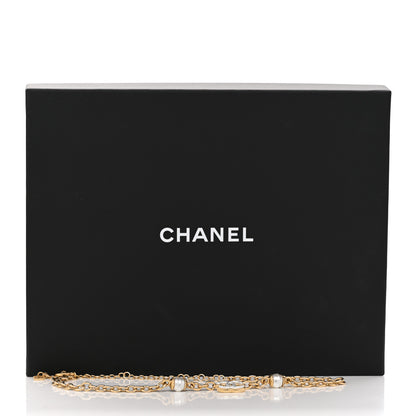 Chanel Metal Enamel CC Necklace Gold White 6 of 6