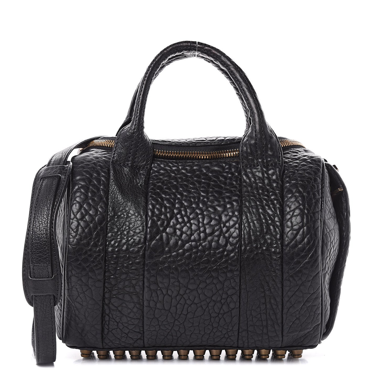 Pebbled Lambskin Rockie Black Antique Brass Hardware