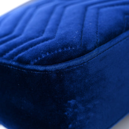 Gucci Velvet Matelasse Medium GG Marmont Shoulder Bag Cobalt Blue 10 of 20