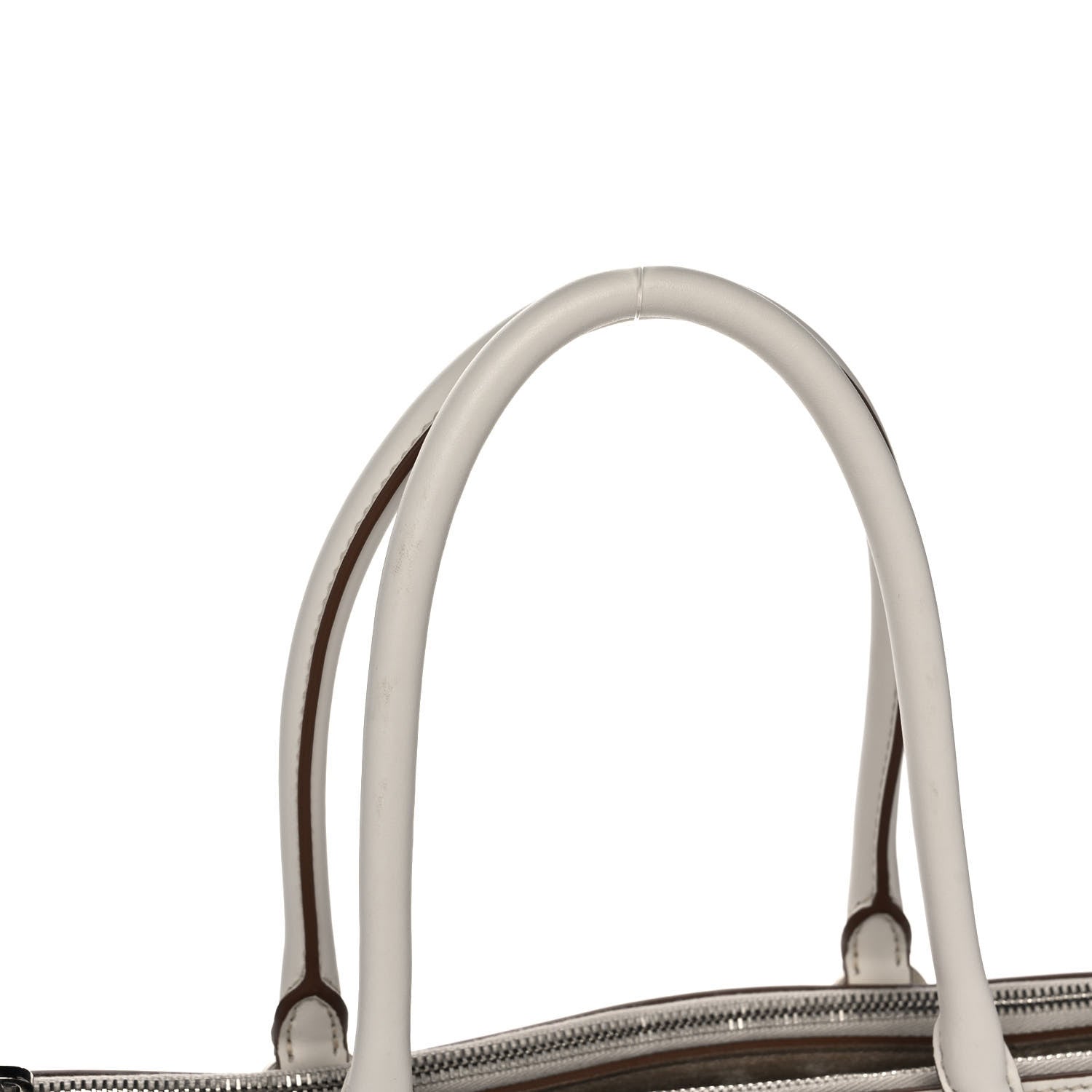 Prada City Calf Grommet Large Double Zip Tote Talco 14 of 15