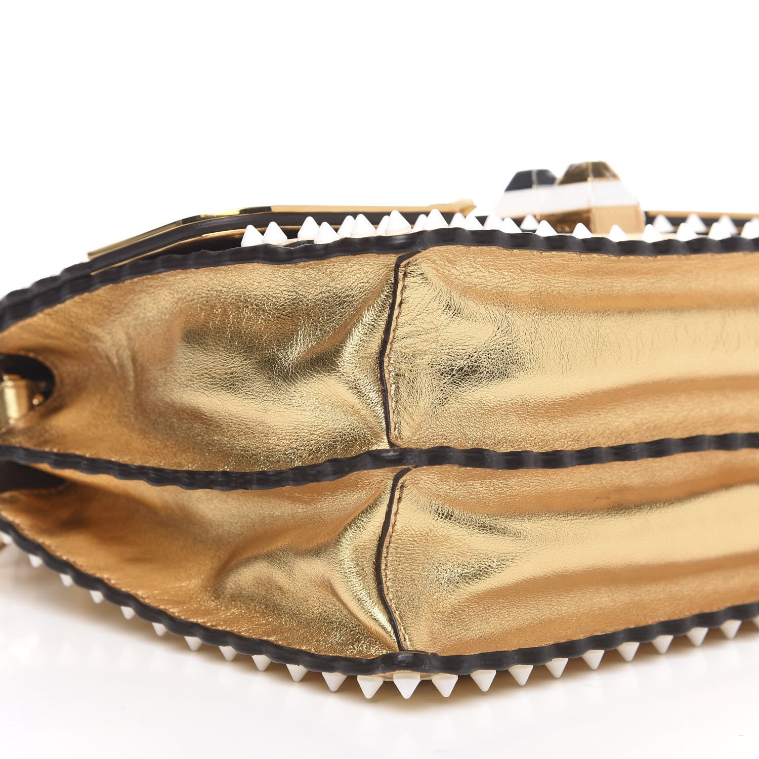 Fendi Metallic Calfskin Wonder Monster Kan I Shoulder Bag Gold 7 of 8