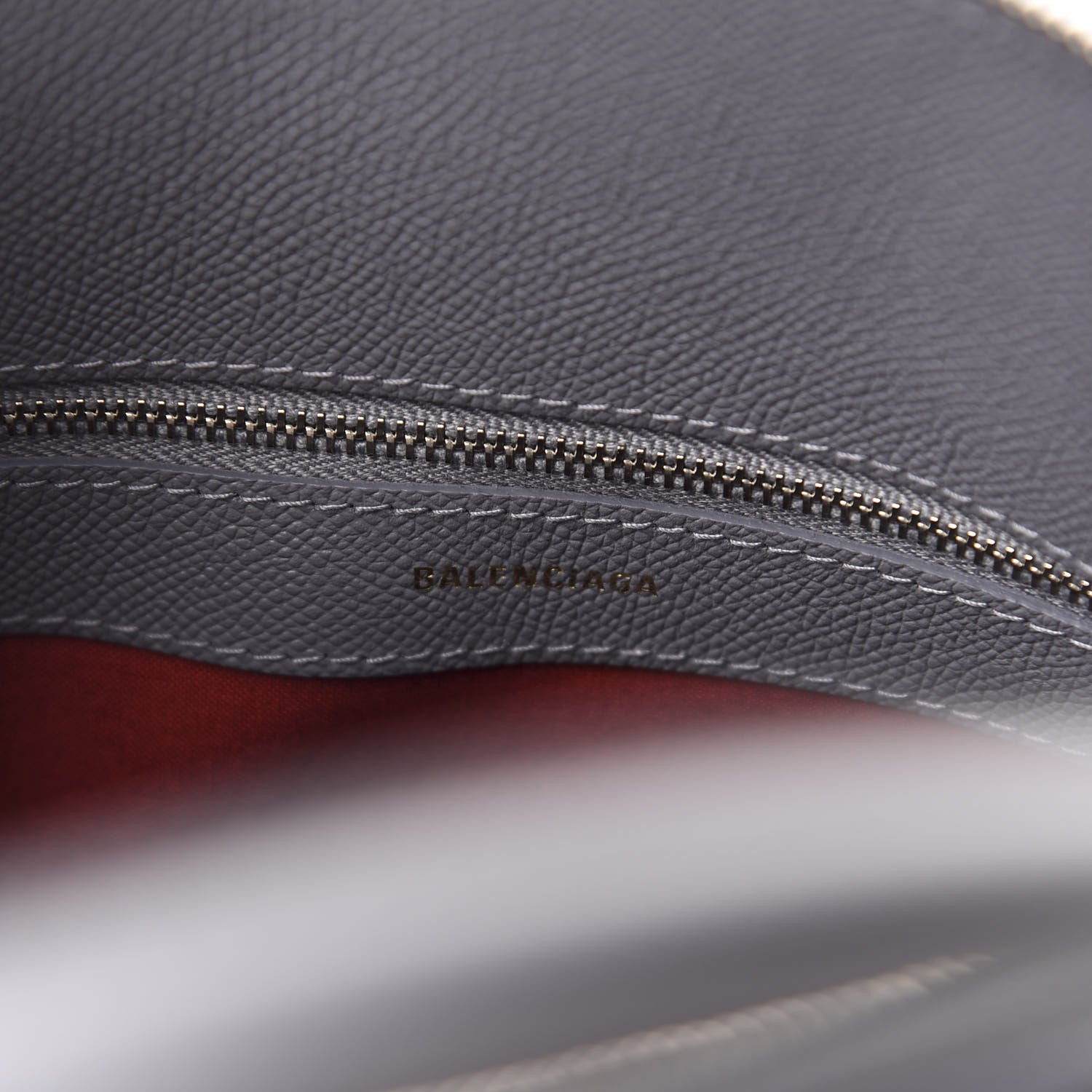 Balenciaga Signature Grained Calfskin Logo S Ville Top Handle Bag Gris Perle Fonce White 8 of 10