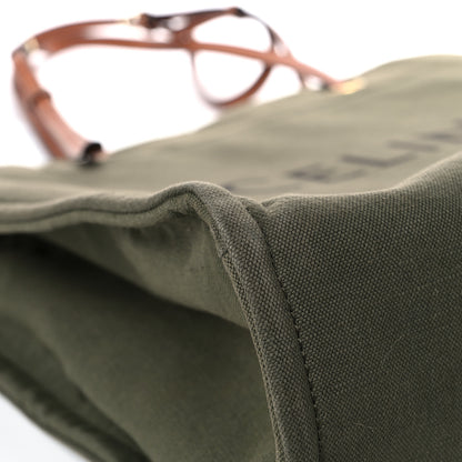 Celine Canvas Calfskin Vertical Cabas Green 7 of 13