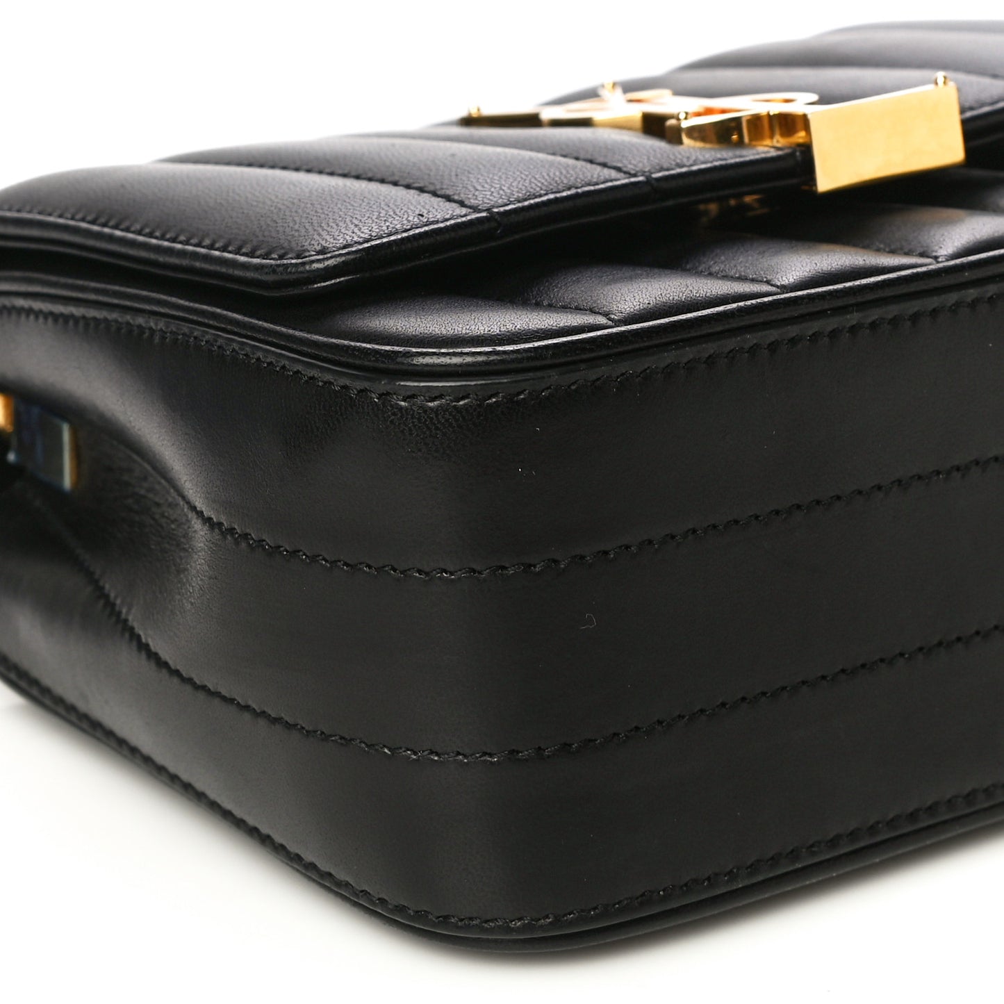 Lambskin Matelasse Monogram Small Vicky Chain Bag Black