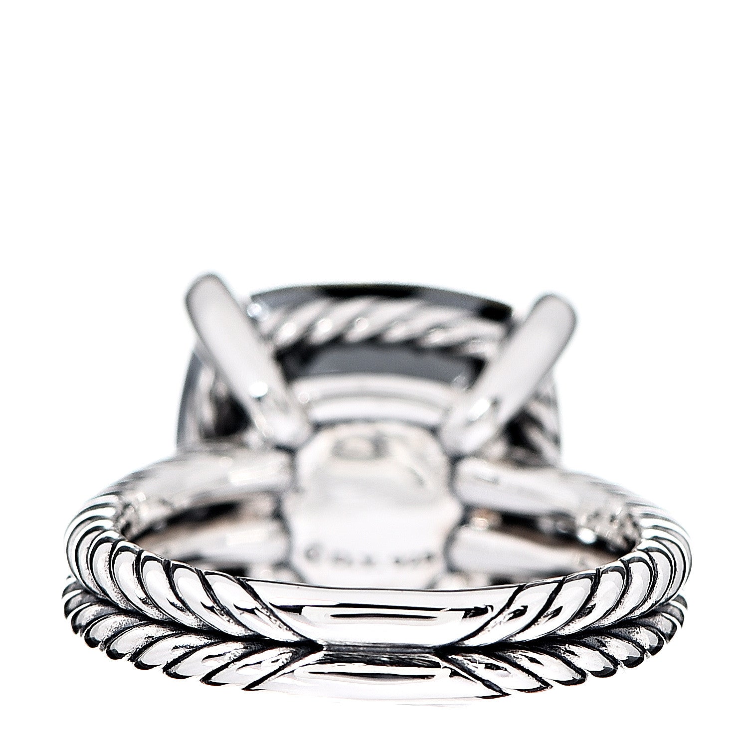 David Yurman Sterling Silver Diamond Green Orchid 14mm Chatelaine Ring 54 7 3 of 5