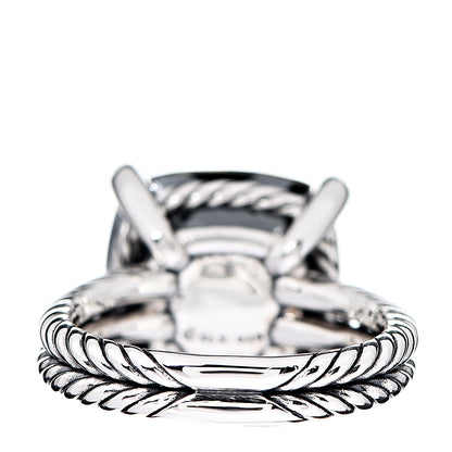 David Yurman Sterling Silver Diamond Green Orchid 14mm Chatelaine Ring 54 7 3 of 5