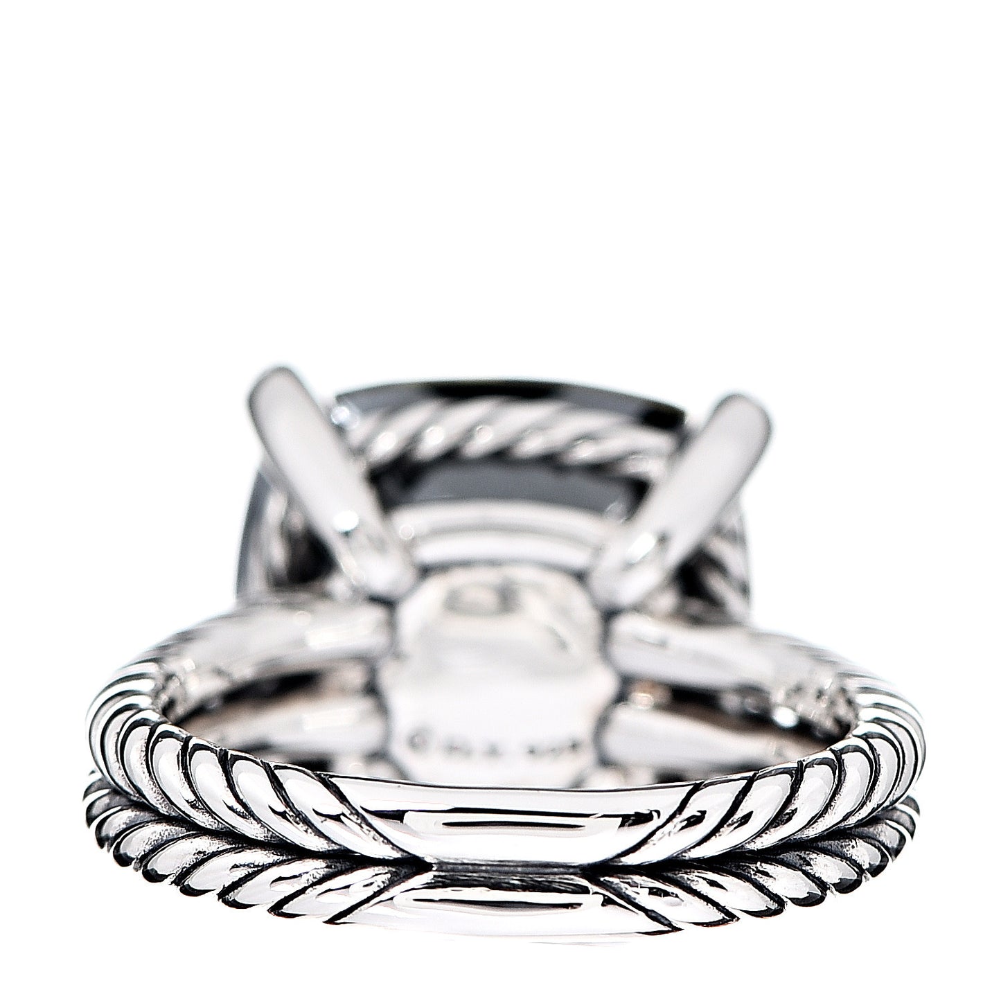 Sterling Silver Diamond Green Orchid 14mm Chatelaine Ring 54 7
