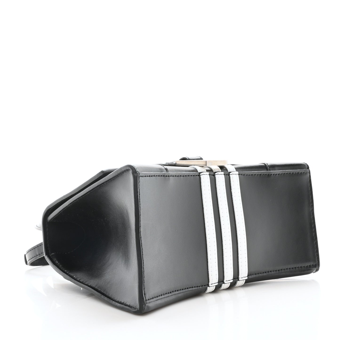 X ADIDAS Shiny Box Calfskin Small Hourglass Top Handle Bag Black White