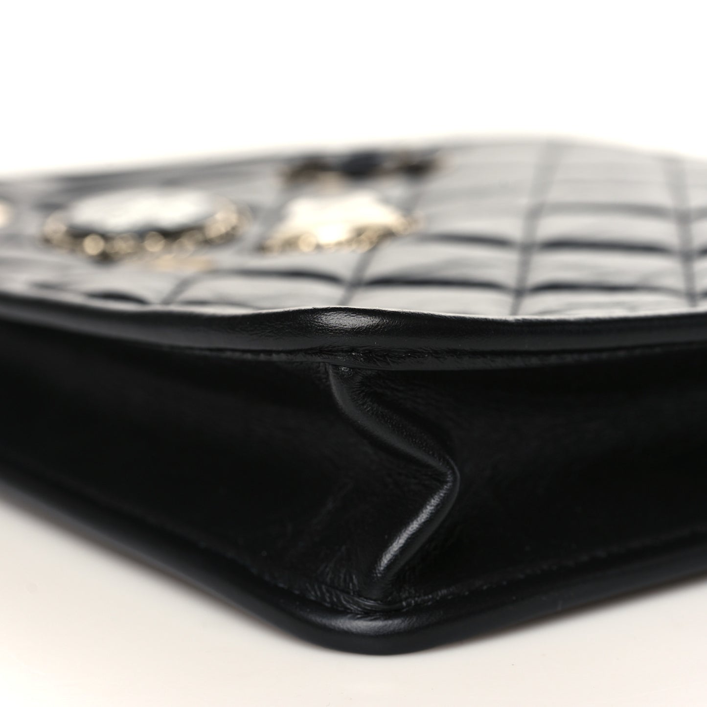 Aged Calfskin Small Charms Shopping Bag Black