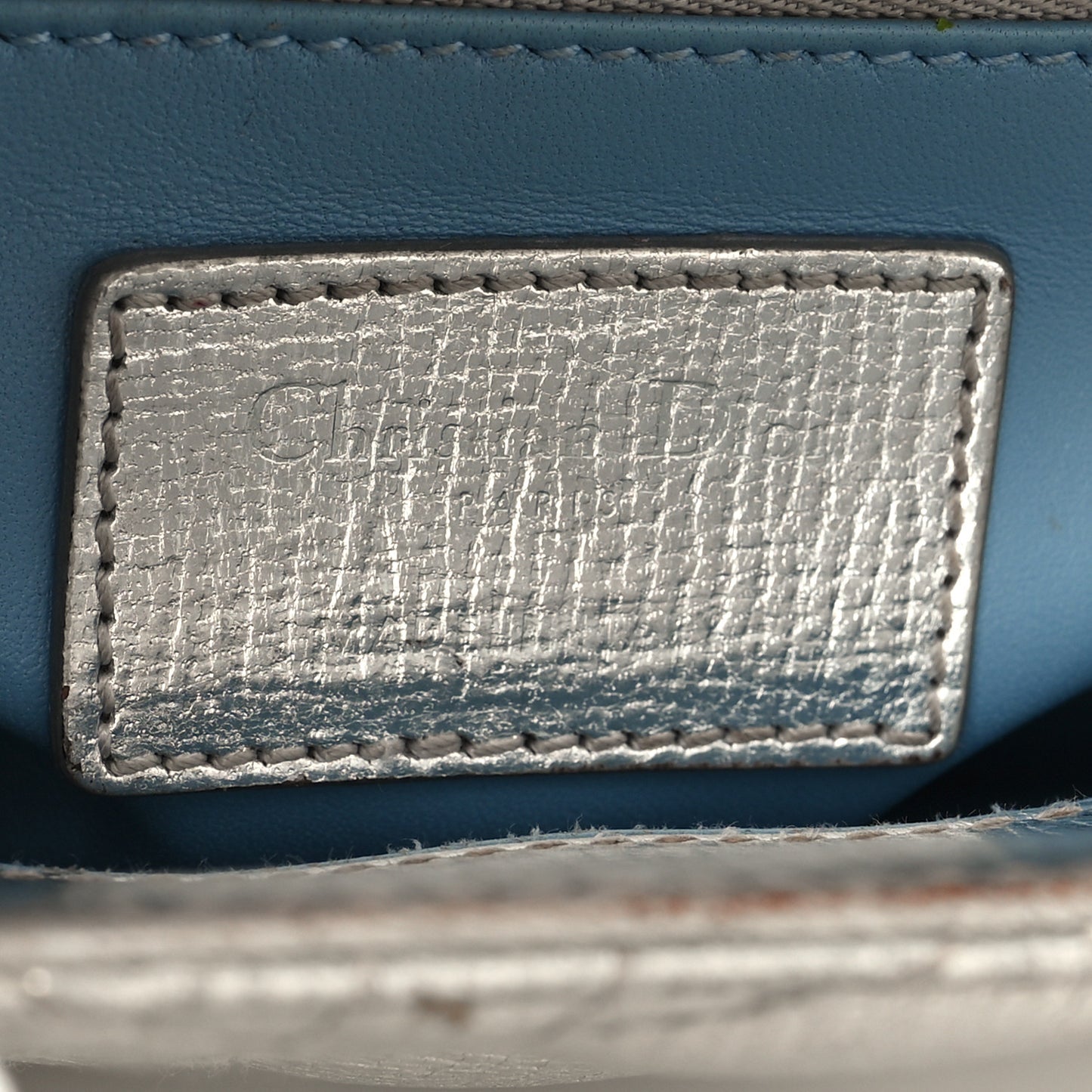 Metallic Grained Calfskin Cannage Small Lucky Badges My Lady Dior Silver