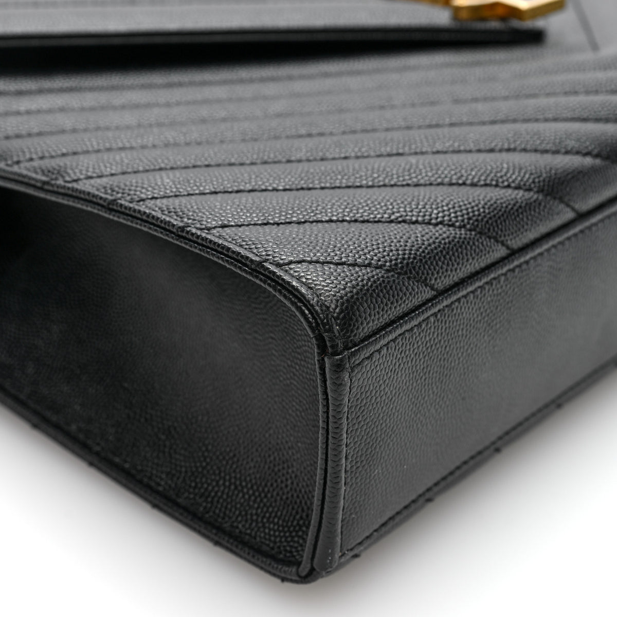 Saint Laurent Grain De Poudre Matelasse Chevron Large Monogram Satchel Black 8 of 9