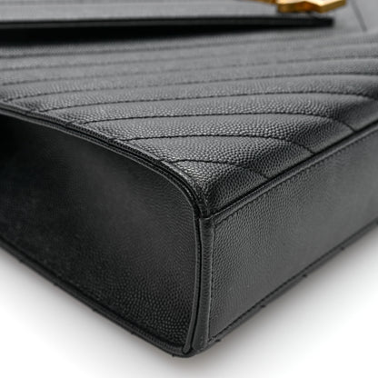 Saint Laurent Grain De Poudre Matelasse Chevron Large Monogram Satchel Black 8 of 9