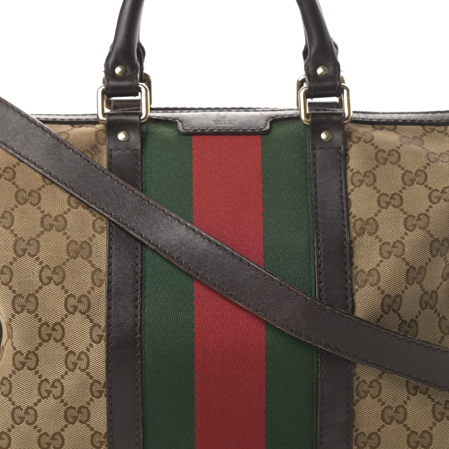 Gucci Monogram Vintage Web Medium Boston Dark Brown 8 of 22