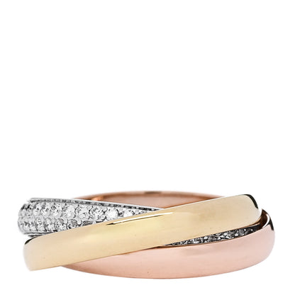 Cartier 18K White Yellow Pink Gold Diamond Small Trinity Paved Ring 47 4 3 of 5