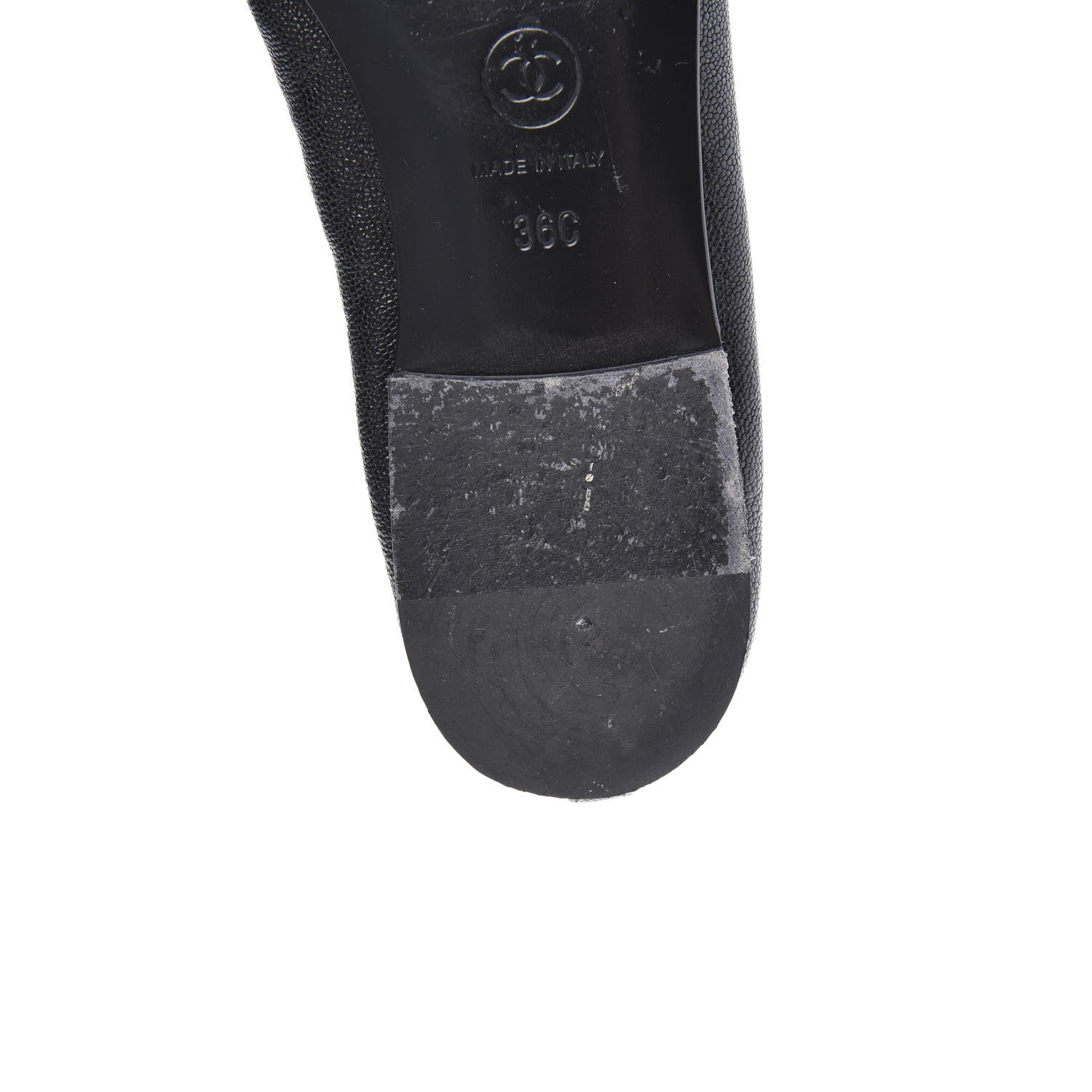 Chanel Caviar CC Cap Toe Ballerina Flats 36 Black 9 of 11