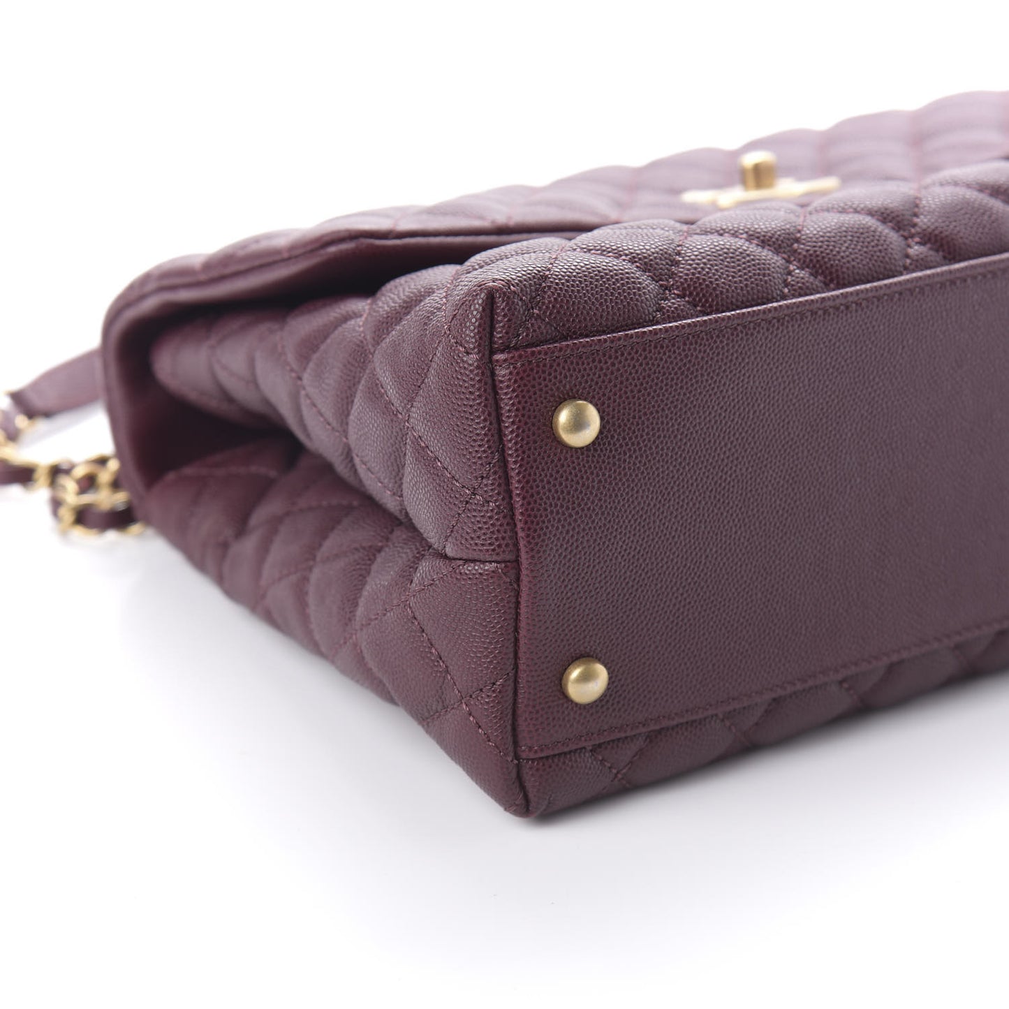 Caviar Lizard Quilted Medium Coco Handle Flap Burgundy