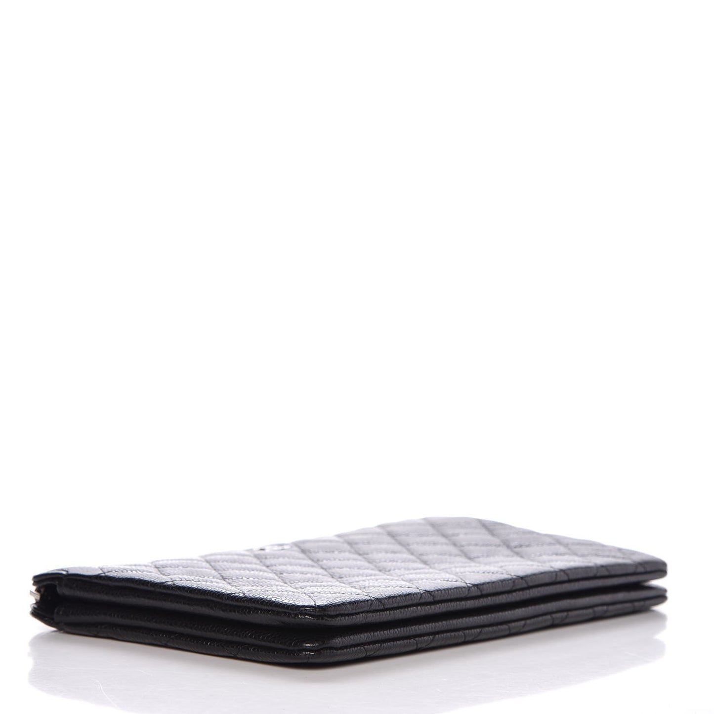 Caviar Quilted Large Zipped Clutch Black