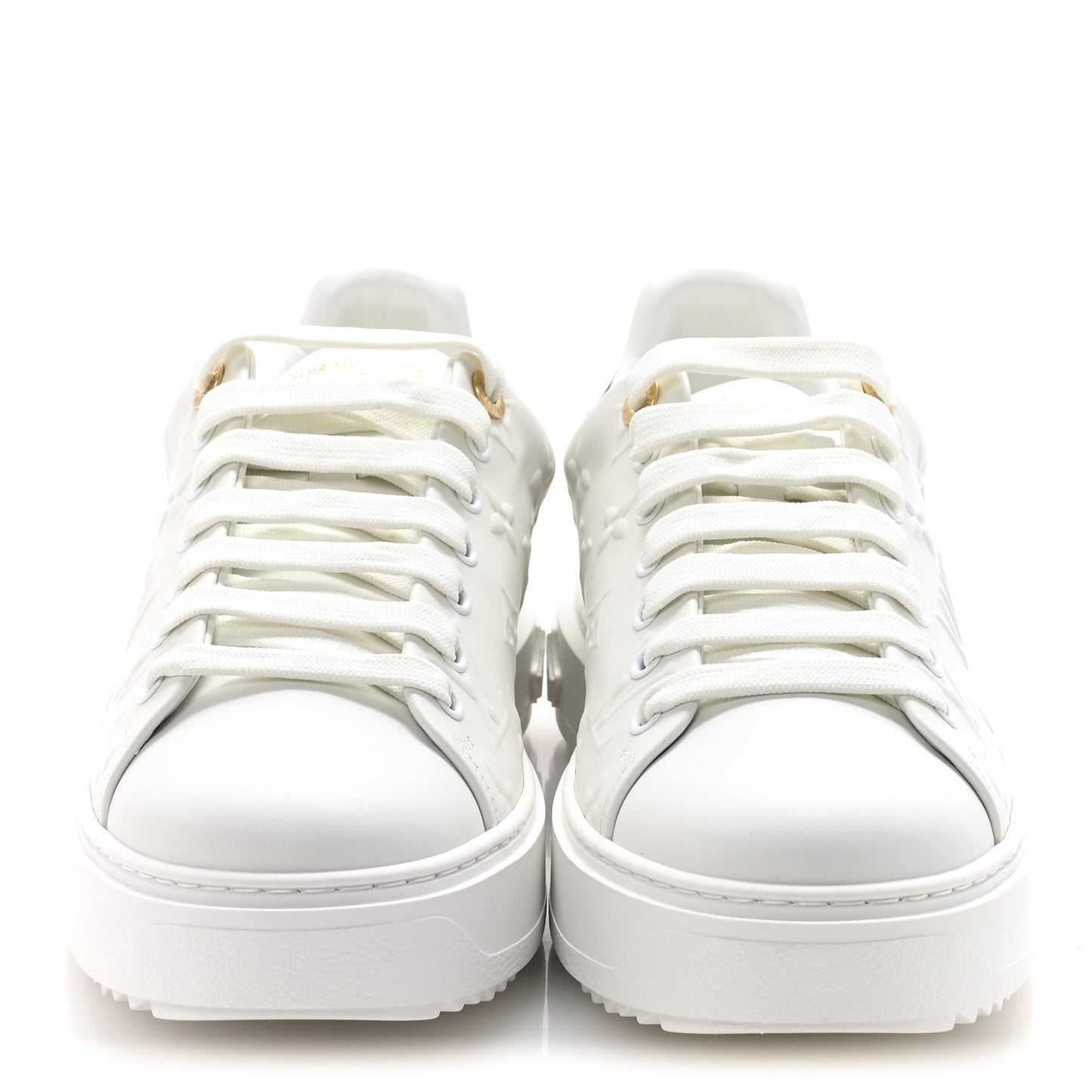 Lambskin Embossed Monogram Time Out Sneakers 39.5 White