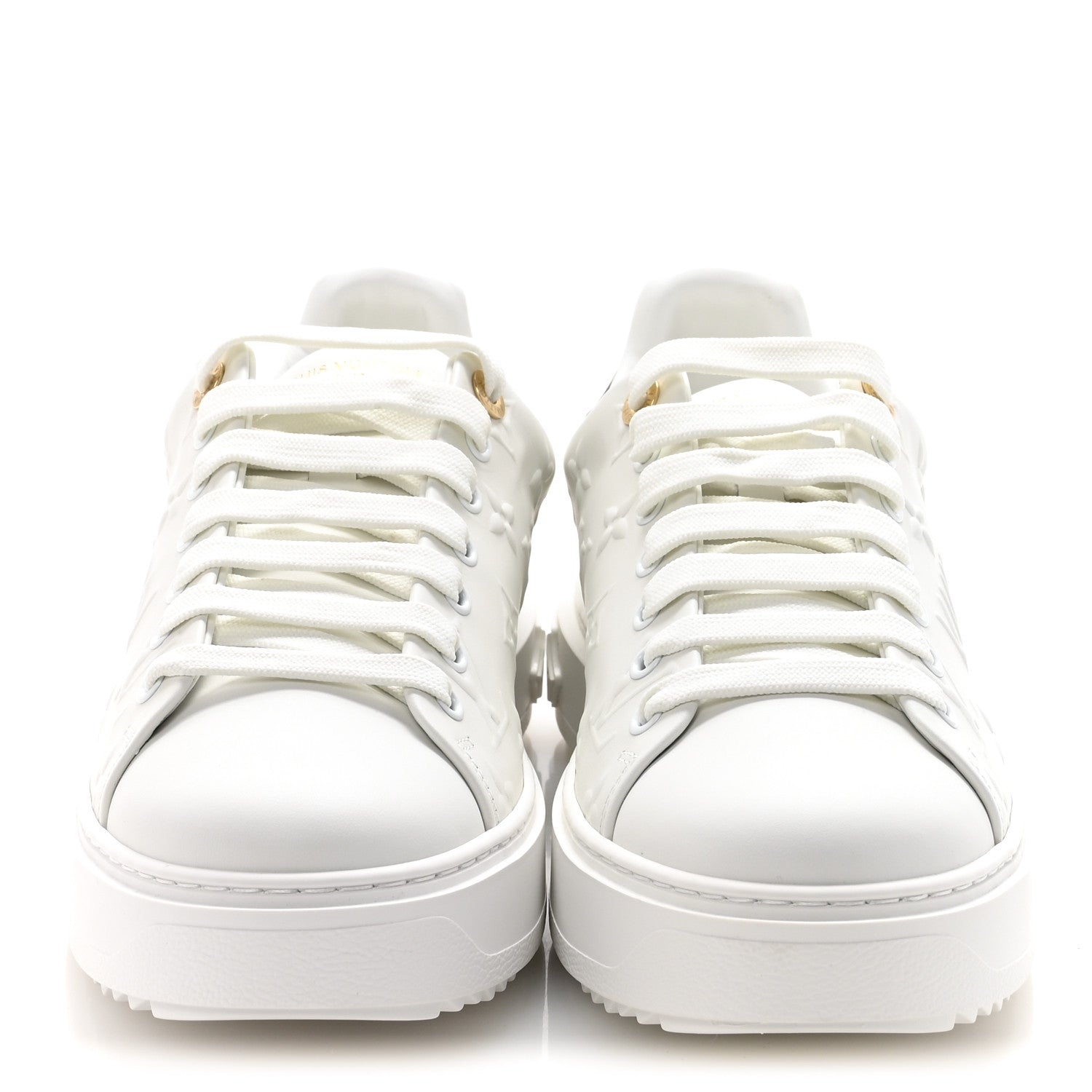 Louis Vuitton Lambskin Embossed Monogram Time Out Sneakers 39.5 White 3 of 9