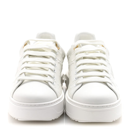 Louis Vuitton Lambskin Embossed Monogram Time Out Sneakers 39.5 White 3 of 9